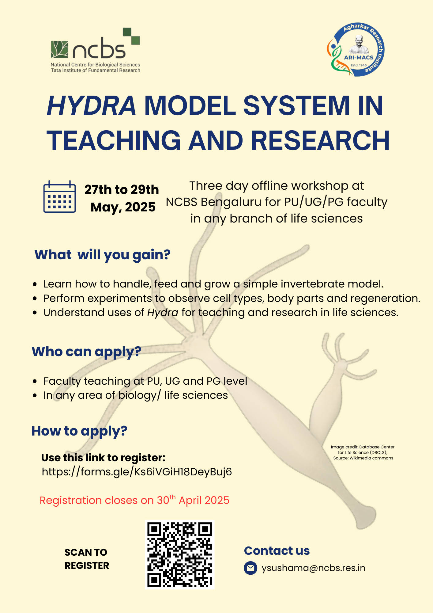 Hands-on workshop on _Hydra_ model system in teaching and research